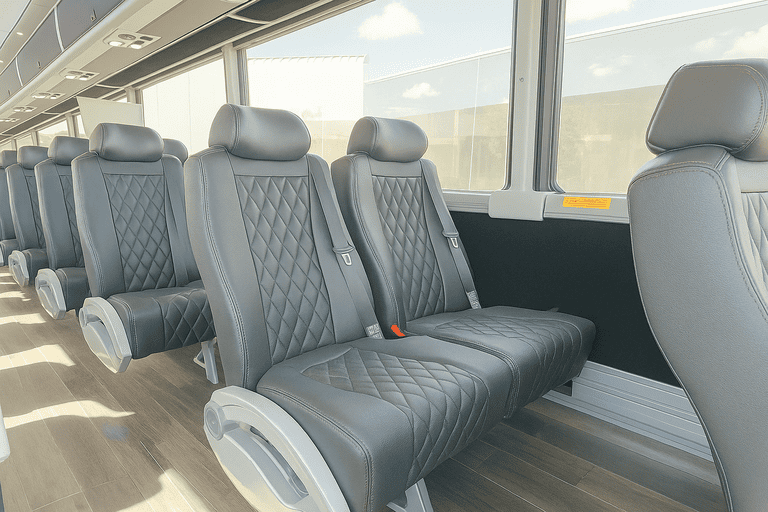 interior of Victorville Coach Bus Service charter bus